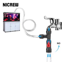 Outils NICREW Aquarium Siphon Siphon Fish Tank Aquarium Aspirateur Gravier Sable Cleaner Aspirateur Siphon Filtre À Eau avec 8L / min