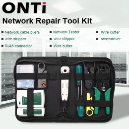 Outils ONTI Network Tool Kit d'outils professionnels Portable Ethernet Maintenance Maintenance Cable Cable Tester Couper Cutter Repair Set with Bag