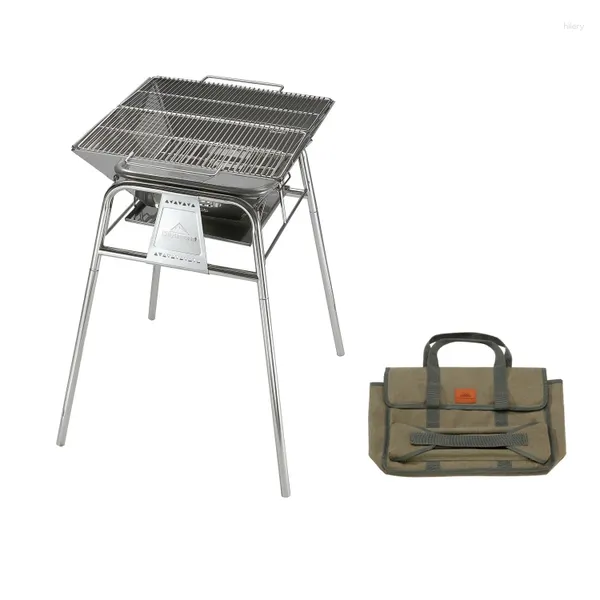 Outils Outdoor Camping Hauteur détachable Style debout réglable en acier inoxydable Charco-foyer Barbelle barbecue BBQ Grill