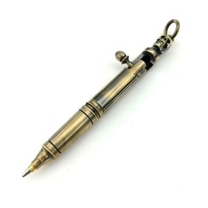 Gereedschappen buitenshuis Schrijven Gereedschappen EDC Mini Pocket Pen Handgemaakte Skull Brass Bolt Balpen