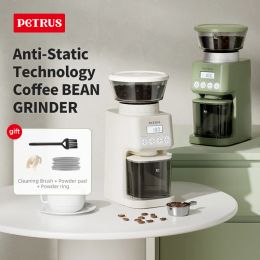 Herramientas Molinillo de café eléctrico automático Petrus con 51 configuraciones precisas Rebaba cónica de acero inoxidable para café expreso americano