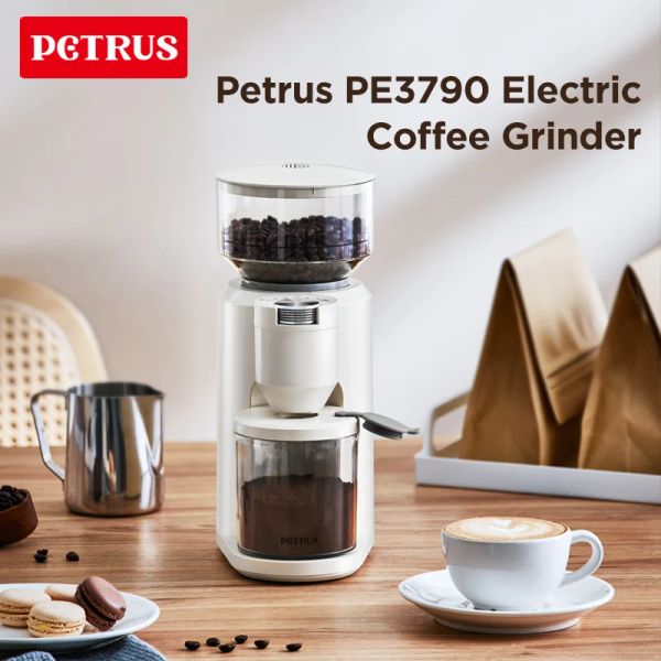 Outils Moulin à grains de café électrique Petrus en acier inoxydable avec 30 réglages de mouture pour expresso, goutte à goutte, verser sur, infusion à froid, français