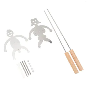 Outils Pique-nique Rôtir du bâton en acier inoxydable facile à tenir réutilisable Funny BBQ Kebab Skewer Poulet pour le dîner en famille de fête