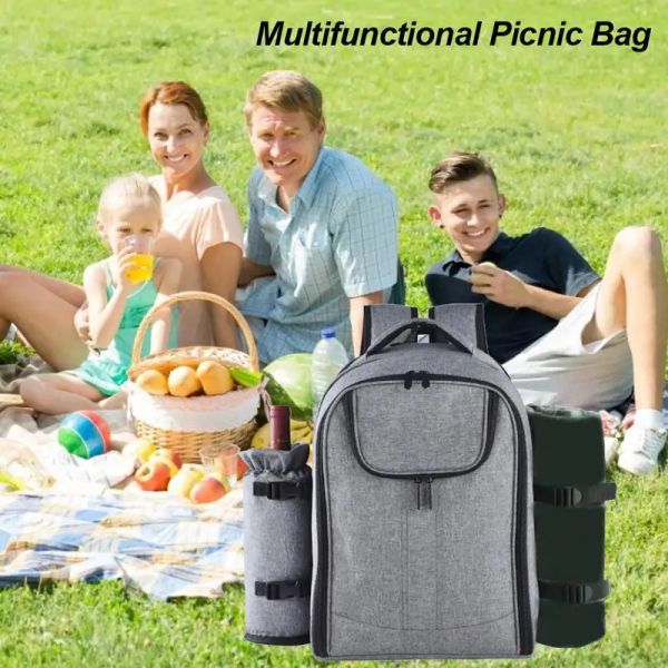 Outils portables 4 personnes pique-nique Backapck Rucksack Randonnée en plein air Camping BBQ Sac à lunch avec table de table