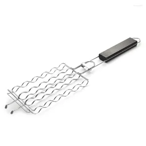 Outils Portable BBQ Grill Panier Griller Clip Avec Poignée Amovible Pour Légumes Poissons Crevettes Chien