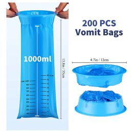 Herramientas Bolsa para vómitos portátil Bolsa para vómitos desechable Bolsa para vómitos para avión y coche de 1000 ml Bolsa para vómitos para deportes de viaje Bolsa para vómitos para mujeres embarazadas enfermas