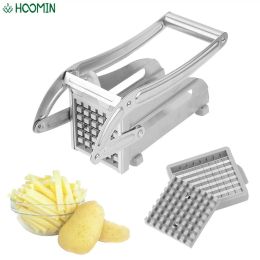 Herramientas prácticas 2 cuchillas de acero inoxidable cortador de tiras de patatas máquina cortadora de pepino rebanadora patatas fritas herramienta para hacer utensilios de cocina