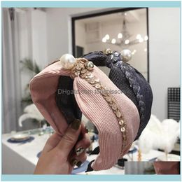 Tools ProductsFashion Wide Side Hoofdband Dames Grote Strass Haarband Parels Hoofddeksels Tulband Haar Aessoires 1 Drop Levering 2021 EFFGI