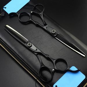 Outils professionnels japon 440c acier 6 '' ciseaux à cheveux en bambou noir coupe de cheveux outils de barbier amincissants ciseaux de coupe ciseaux de coiffeur