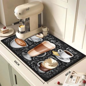 Outils rétro café Design Drain Pad vaisselle tasse à café napperon tapis de cuisine égouttoir à vaisselle absorbant Durable Napa peau tapis de Table de bain