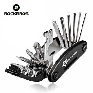 Outils ROCKBROS 16 en 1 Kit d'outils de réparation de vélo de vélo Kit de tournevis à cycle à rayons hexagonaux Clé à outils Ensembles d'outils de cycle de montagne Noir 230515