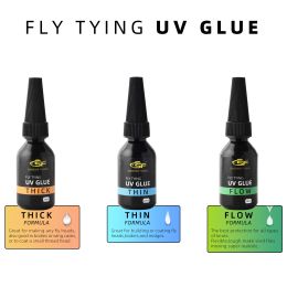 Gereedschap SF 1/3PCS Vliegvissen Vliegbindset UV-lijm Helder Dik/Dun/Flow 20ml UV-uithardende hars voor het bouwen van vliegenkoppen, lichamen en vleugels