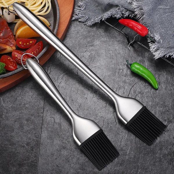 Outils de cuisine en Silicone, brosse à huile pour BBQ Grill, manche en acier inoxydable, pâtisserie, cuisson au Barbecue