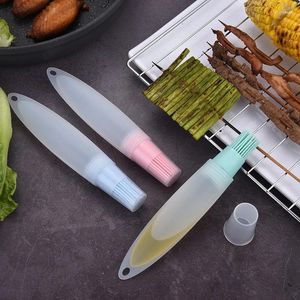 Bouteille d'huile en Silicone avec brosse, couvercle de brosses de gril, Gadgets de cuisson résistants aux hautes températures, cuisine pour la cuisson du barbecue