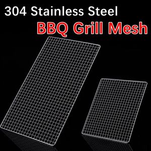 Outils carrés 304 en acier inoxydable BBQ Grill Net maille coréen Barbecue antiadhésif tapis de cuisson en plein air Barbecue grilles mailles accessoire