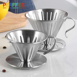 Herramientas Gotero de café de acero inoxidable Taza de filtro de café por goteo Barista vierte sobre la taza de preparación de café Filtro de café elaborado a mano V01 V02