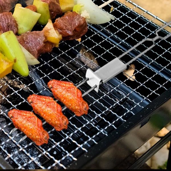 Outils en acier inoxydable les brochettes kabob à double voûte rapide à pont pour le camping au poulet