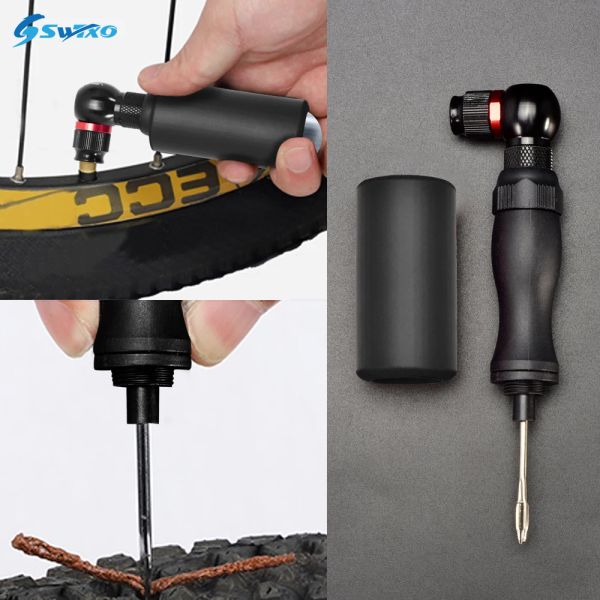 Outils Swtxo 2 en 1 Mini CO2 Pompe à vélos Bicyclette de bicyclette de vanne PRESTA ADAPTATE