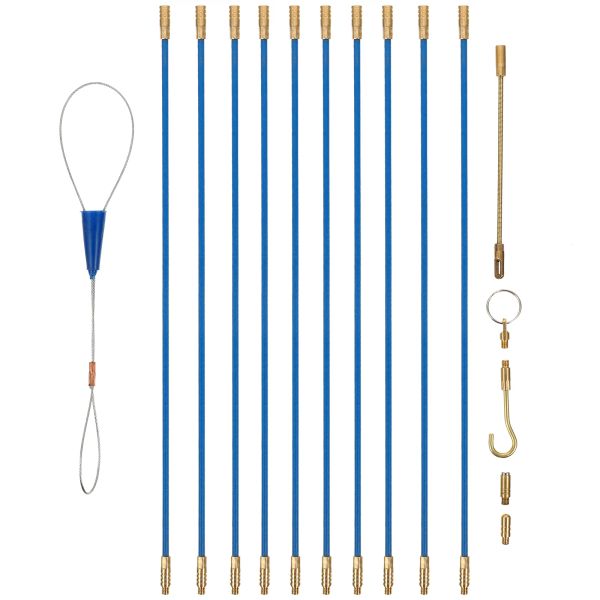 Herramientas Enhebrador Kit de funcionamiento de cables eléctricos Tirador coaxial Empuje Barra luminosa Cinta de pescado Varillas de cable de cobre