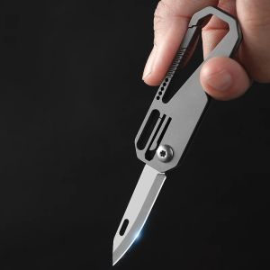 Outils en alliage de titane multi-outils couteau porte-clés Portable Mini EDC porte-clés pendentif Express déballage couteau de poche équipement de Camping