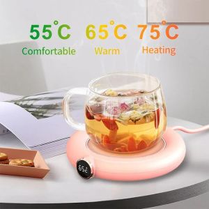 Outils Chauffe-tasse USB Mini tasse à café portable dessous de verre chauffant affichage numérique intelligent réglage thermostatique chauffage de synchronisation pour le thé au lait