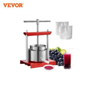 Outils Vevor Fruit Wine Press 2/3 / 6L, 2 barils en acier inoxydable, fabricant de jus manuels avec thandle pour l'extérieur, la cuisine et la maison