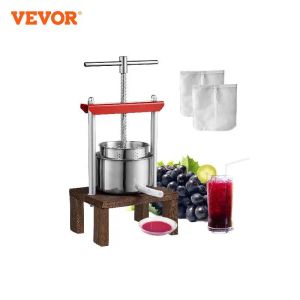 Herramientas Vevor Fruit Wine Press 2l, 2 barriles de acero inoxidable, fabricante manual de jugo con base estable de thandle perfecta para cocina, hogar