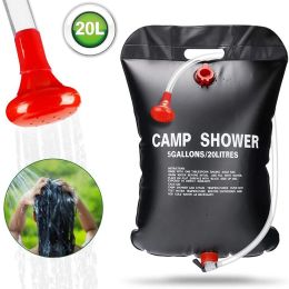 Herramientas Bolsas de agua 20L Acampar al aire libre Senderismo Bolsa de ducha solar Calefacción Ducha de camping Escalada Bolsa de hidratación Manguera Cabezal de ducha conmutable