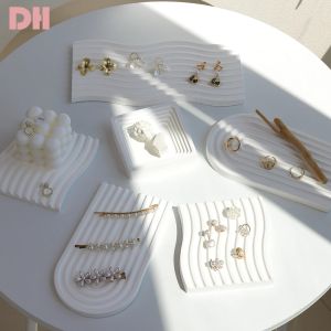 Outils Wave Jewelry Tray Gypsum Storage Plateau Jewelry Photo Props Ornements Photographie Pieces de fond