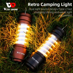 Gereedschap WEST BIKING Draagbare campinglamp Outdoor LED USB oplaadbare campinglantaarn Noodlamp Lamp Hangende tent Wandellamp
