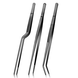 Outils avec pour cuisiner des pinces de service Twezers Cuisine Cuisine en acier inoxydable Conseils en acier 3pcs Tongs Placage dentelé 240420