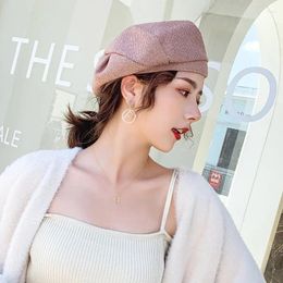 Gereedschap Mode Warm Elegante dames Winter Vintage Octagon Autumn Girls Hoed Wool Beret Dames Plaid Hats Accessoires