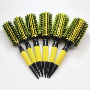 Outils Livraison gratuite brosse à cheveux en bois avec mélange de poils de sanglier outils de coiffure en Nylon brosse à cheveux ronde professionnelle (6 pièces/ensemble)