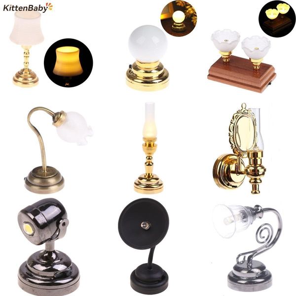 Outils Atelier 1 12 Dollhouse Mini Simulation Stage LED Radium Projecteur Lampe De Table Applique Murale Modèle Chambre Décor Dollhouse Décoration 230731