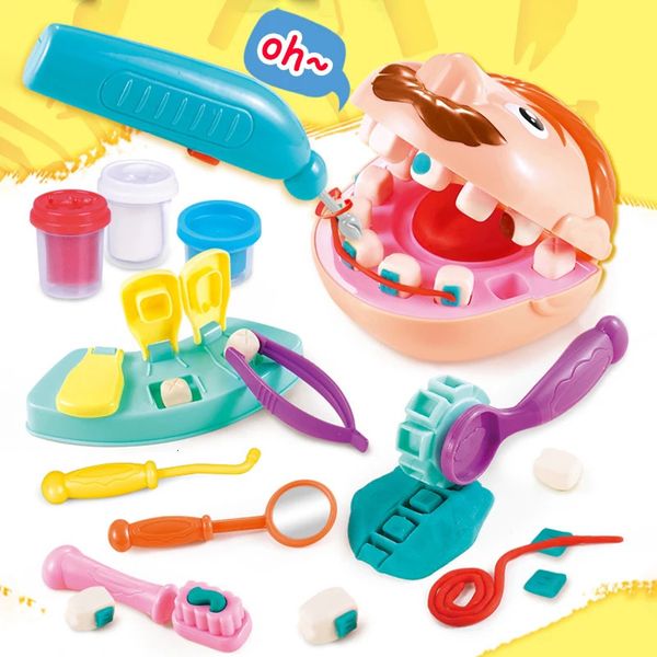 Outils Atelier Enfants Docteur Jouets Ensemble Pretend Play Kit Jeu pour Filles Garçons Dentiste Vérifier Dents Modèle Enfants Jouet Éducatif Cadeau 231124