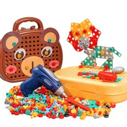 Tools Workshop Enfants perceuse électrique boîte à outils jeux de forage outil jouet pour garçons 4 6 ans Montessori vis Puzzle enfant semblant jouer jouets cadeau 231211