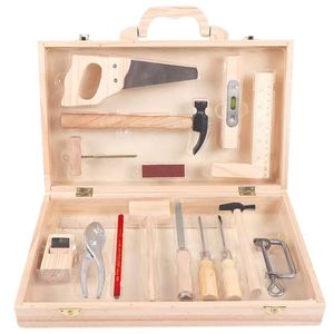 Tools Workshop Kinderen Real Life Wooden Carpenter's Box Boy's Toon Toy Wood Set Hammer SCHROOPTRIVER Handmatig Vaardigheden Leren 230320