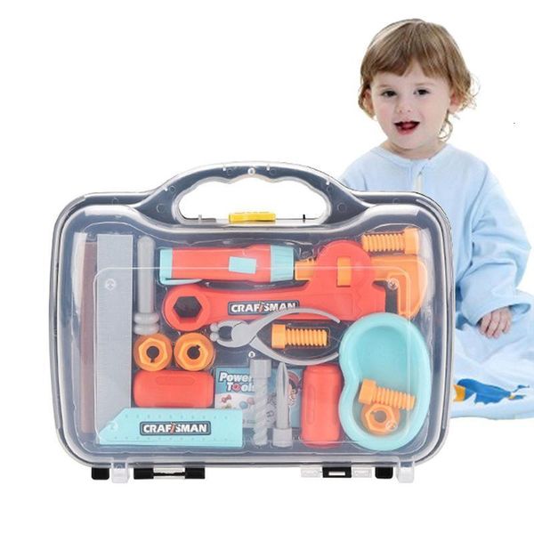 Taller de herramientas, caja de herramientas de juguete para niños, herramienta de reparación de simulación de ingeniero, Kit de destornillador, caja de juguetes para juego de imitación, bolsa de almacenamiento 230621