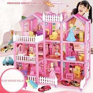Tools Workshop Children Simulation Doll House Villa Pretend PlayHouse Assembled Doll Castle Manual Princess Castle Girl Toy Gift Toy House Kid 230812