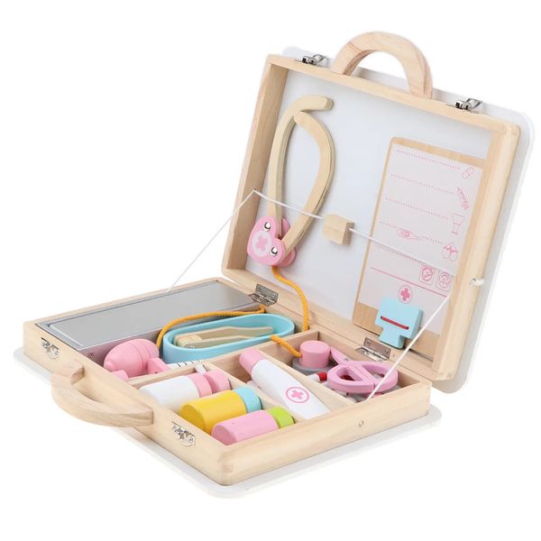Kit de docteur d'atelier d'outils pour enfants, ensemble de jeu 15 pièces | Faire semblant de jouer boîte à jouets en bois pour les tout-petits Coordination œil-main 231214