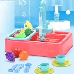 Outils Atelier Enfants Cuisine Évier Jouets Lave-vaisselle électrique Jouer à l'eau Jouet Simulation Faire semblant de jouer au ménage Kit Rôle Filles 231207