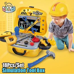 Gereedschap Workshop Kids Toolbox Kit Educatief speelgoed Simulatie Reparatie Boor Plastic Spel Leren Techniek Puzzel Cadeaus voor jongen 231120