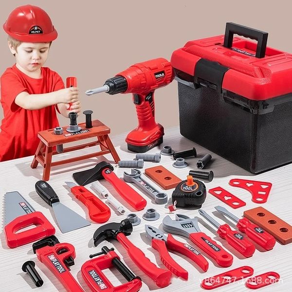 Werkzeuge Werkstatt Kinder Toolbox Kit Lernspielzeug Simulation Reparatur Bohrer Kunststoff Spiel Lernen Engineering Puzzle Geschenke für Jungen 231212