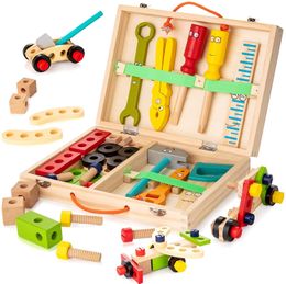 Gereedschap workshop kinderen houten gereedschapskist doen alsof speelset educatieve montessori speelgoed noot demontage schroefassemblage simulatie reparatie timmerman gereedschap 230216
