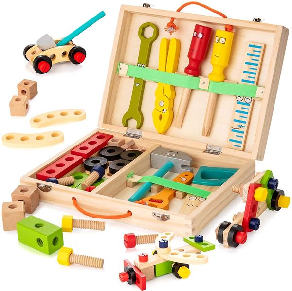 Outils Atelier Enfants Boîte À Outils En Bois Jeux De Simulation Éducatifs Montessori Jouets Écrou Démontage Vis Assemblage Simulation Réparation Charpentier Outil 230216