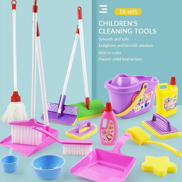 Outils atelier Mini Simulation nettoyage semblant jouer enfants jouets balai pour enfants pinceaux de maquillage ensemble de machine à laver jeu de maternelle 231213