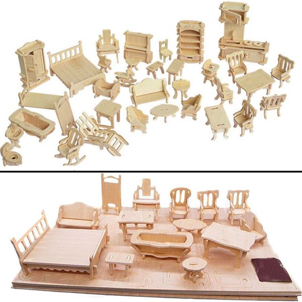 Taller de herramientas miniatura 1 12 muebles de casa de muñecas para muñecas Mini rompecabezas de madera 3D juguetes de modelo de construcción DIY para niños regalo 230727