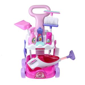 Outils Atelier Faire semblant de jouer Jouet Simulation Aspirateur Chariot Nettoyage Poussière Bébé Enfants Maison Poupée Accessoires pour Fille Cadeau 231215