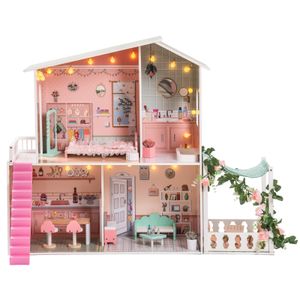 Tools Workshop Maison de poupée en bois Robud Dreamhouse pour enfants tout-petits avec lumière 25 accessoires pour poupées de 13 pouces cadeau pour fille 3 230729
