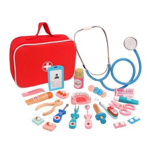 Herramientas Taller Juego de médico de madera Simulación Familia Enfermera Kit Juego de imaginación Hospital Medicina Montessori Niños Rompecabezas Juguetes para niños 230710